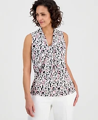 Kasper Petite Sleeveless Printed V-neck Top