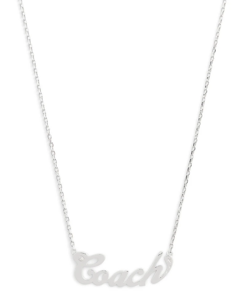 Coach Faux Stone Signature Name Plate Pendant Necklace