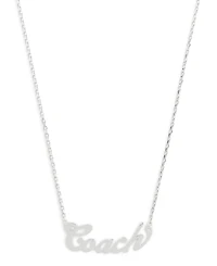 Coach Faux Stone Signature Name Plate Pendant Necklace