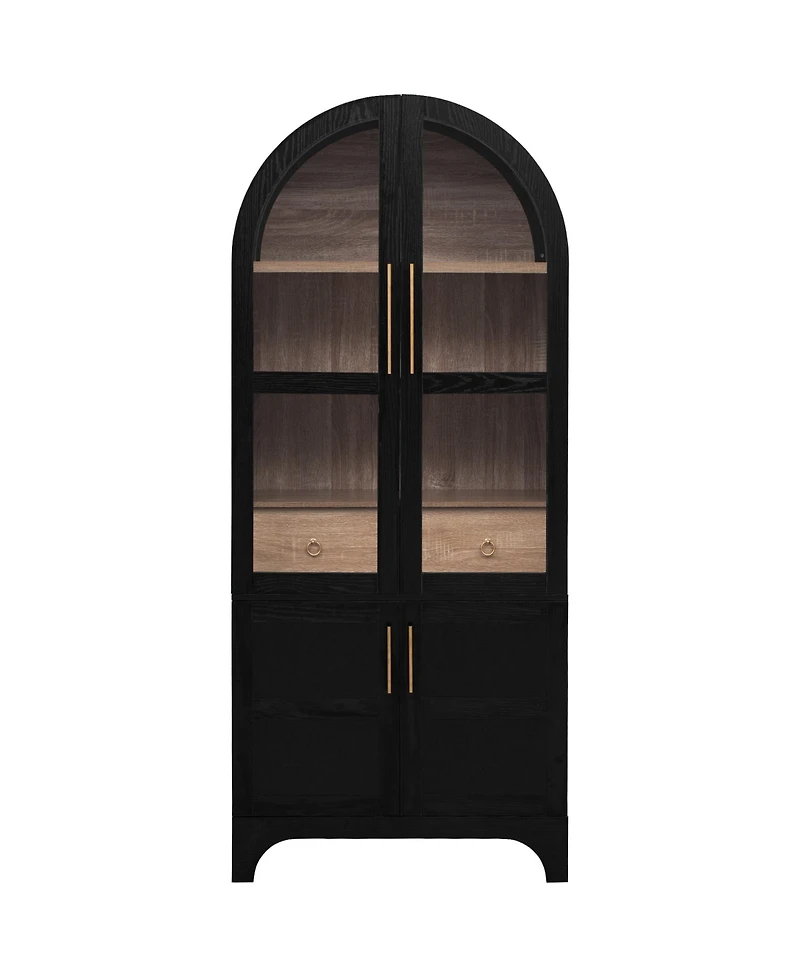 Boyel Living 71" Tall Arched Kitchen Pantry Cabinet with Door Shelves, Farmhouse Storage Open & Adjustable Shelves