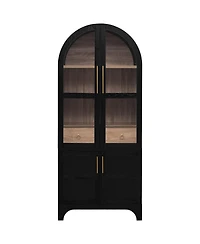 Boyel Living 71" Tall Arched Kitchen Pantry Cabinet with Door Shelves, Farmhouse Storage Open & Adjustable Shelves