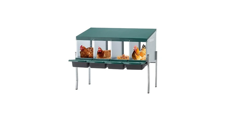Aostirmotor 13 in. 4-Hole Chicken Nest With Legs And Cover to Protect Eggs in Green