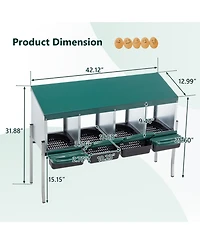 Aostirmotor 13 in. 4-Hole Chicken Nest With Legs And Cover to Protect Eggs in Green