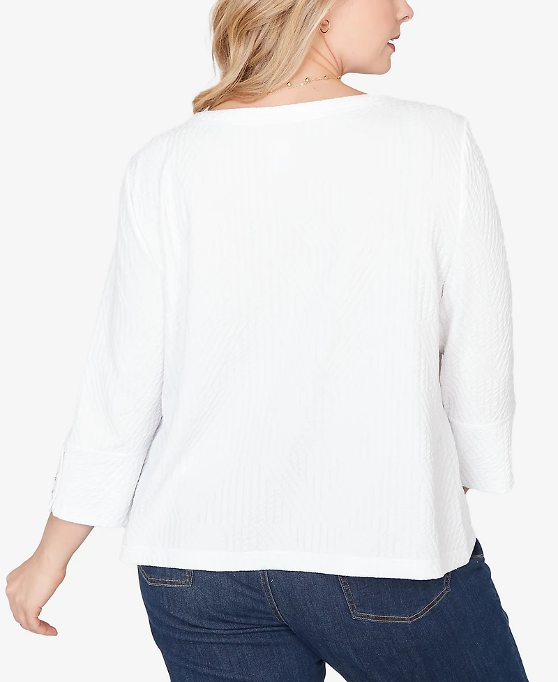 Ruby Rd. Plus Abstract Textured Pucker Knit Boxy Top