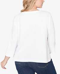 Ruby Rd. Plus Abstract Textured Pucker Knit Boxy Top