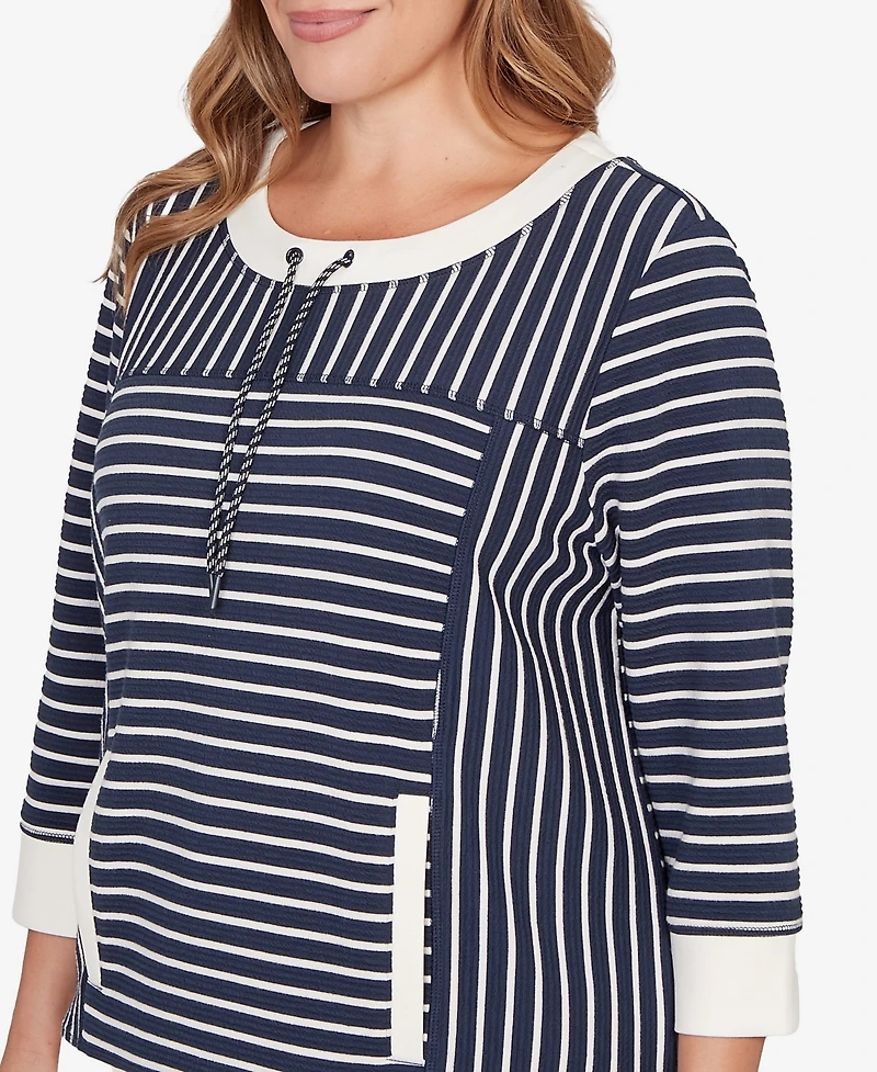 Ruby Rd. Plus Striped Popover Pocket Top