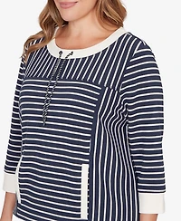 Ruby Rd. Plus Striped Popover Pocket Top