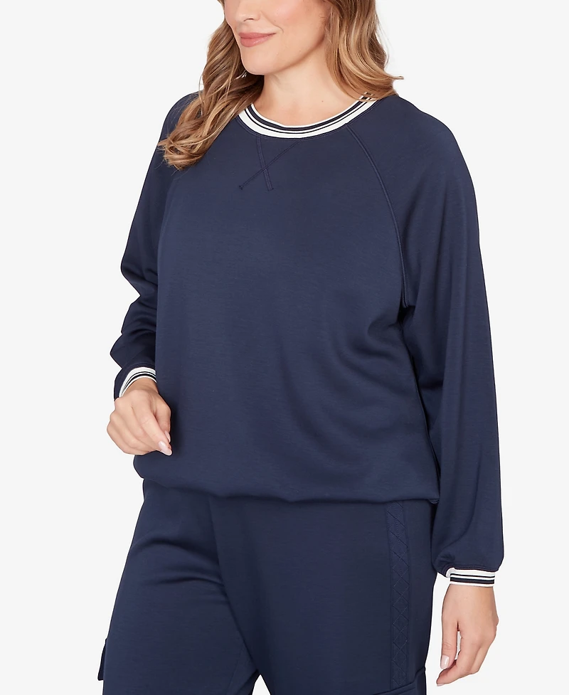 Ruby Rd. Plus Ultra Knit Bubble Hem Pullover Top