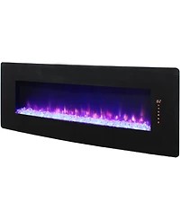 Flynama 48 inch Curved Front Wall Mounted Electric Fireplace with remote and multi color flame & emberbed