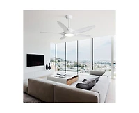 Sofucor 48-inch Matte White 5-Blade Ceiling Fan with Six Speed Remote Control and Forward Reverse Function for Indoor Use