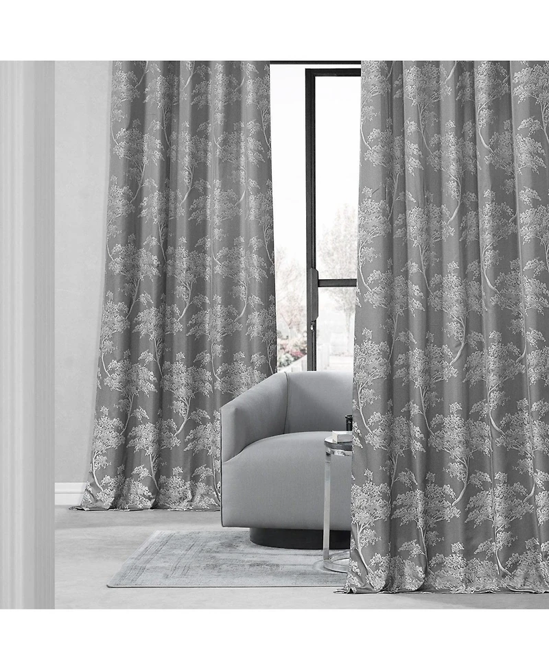 Half Price Drapes Sequoia Floral Faux Silk Jacquard Room Darkening Curtain