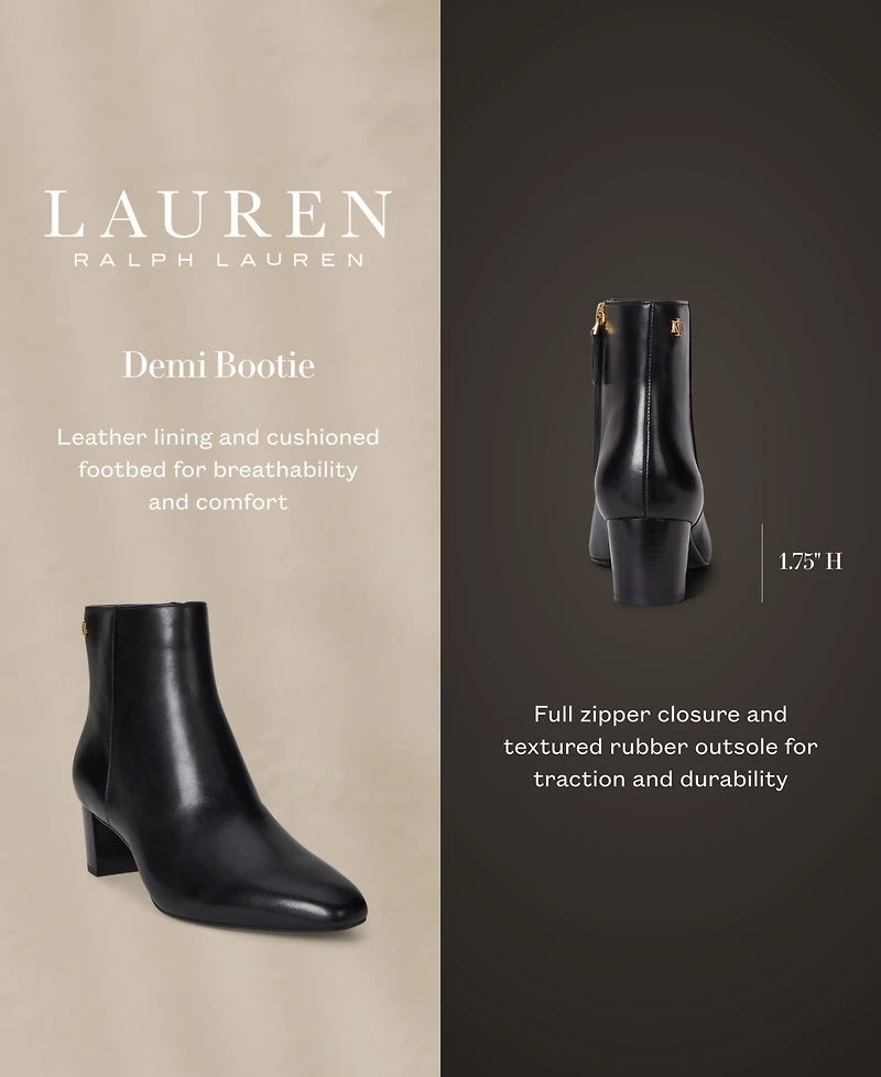 Lauren Ralph Women's Demi Burnished Leather Booties