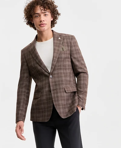 Men's Plaid Notch-Lapel Slim-Fit Sport Coat
