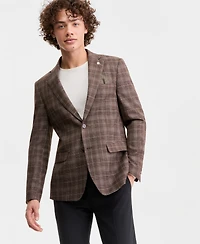 Men's Plaid Notch-Lapel Slim-Fit Sport Coat