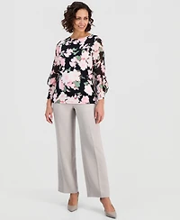 Kasper Petite Chiffon Flutter-Sleeve Top