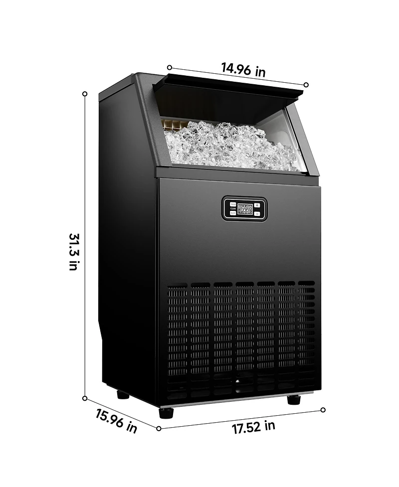 Euhomy 33-lb Ice Storage Capacity 100-lb Ice Per day Cubed Ice Maker (Black)