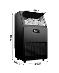 Euhomy 33-lb Ice Storage Capacity 100-lb Ice Per day Cubed Ice Maker (Black)