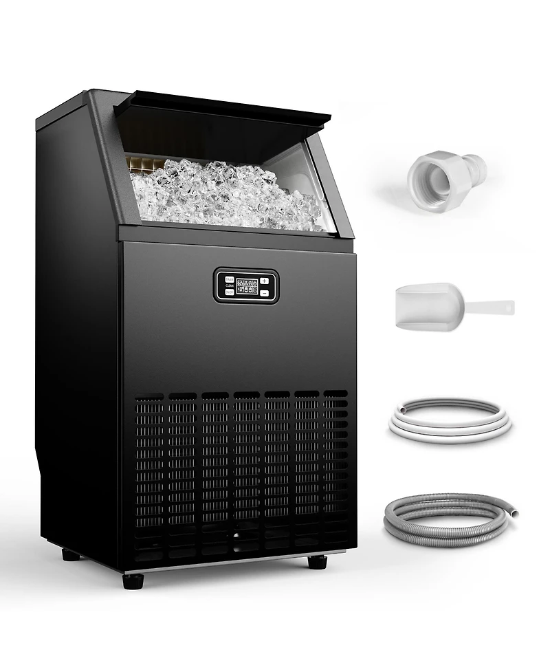 Euhomy 33-lb Ice Storage Capacity 100-lb Ice Per day Cubed Ice Maker (Black)