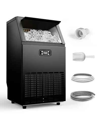 Euhomy 33-lb Ice Storage Capacity 100-lb Ice Per day Cubed Ice Maker (Black)