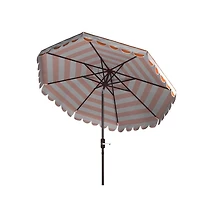 Safavieh Maui Single Scallop Striped 9Ft Crank Push Button Tilt Umbrella