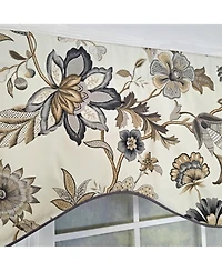 Rlf Home 100% Cotton Zanzibar Cornice With Poly/Cotton Ivory lining Rod Pocket Valance 50" x 17" Gray