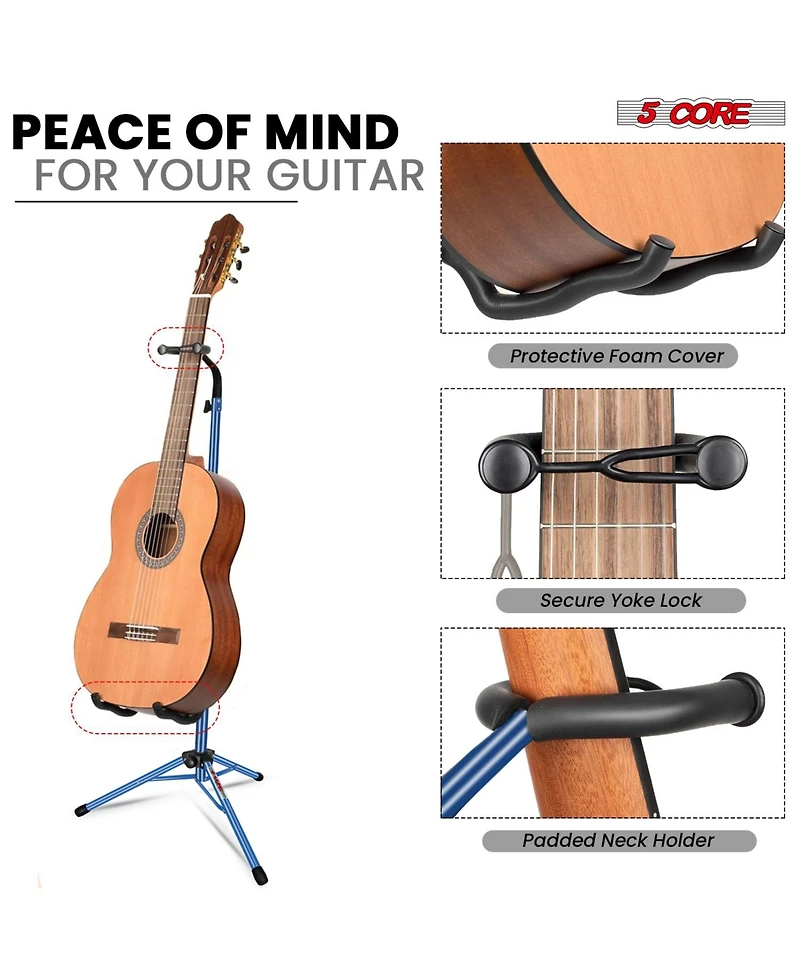 5 Core Guitar Stand Floor Foldingholder Soporte Para Guitarra for Acoustic Electric Bass Gsh Hd D-blu