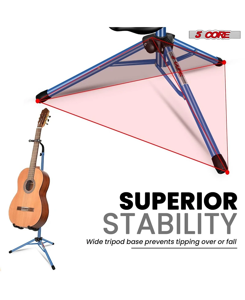 5Core Guitar Stand Pair Floor Folding Holder Soporte Para Guitarra for Acoustic Electric Bass