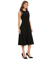 London Times Petite Crewneck Sleeveless Dress