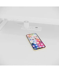 47" Office Desk with Power Outlet, 2 Monitor Stands, 2 Drawers, Side Pocket, Frame Stability Reversible, Computer Desk, Game Table, White