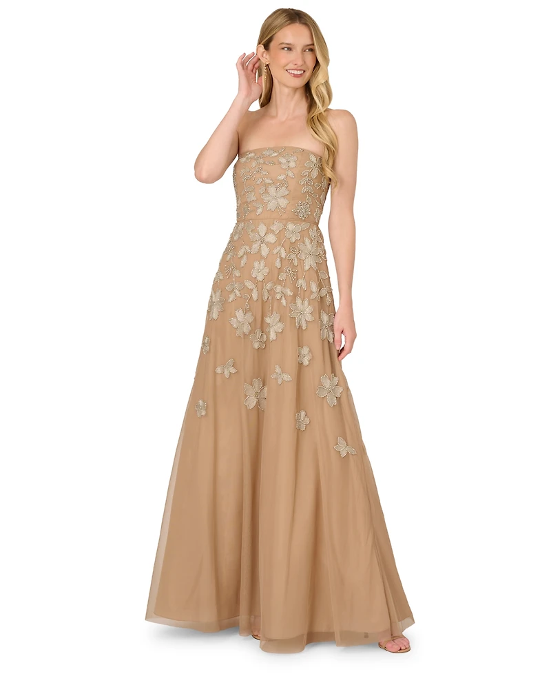 Adrianna Papell Women's Beaded Strapless Dress
