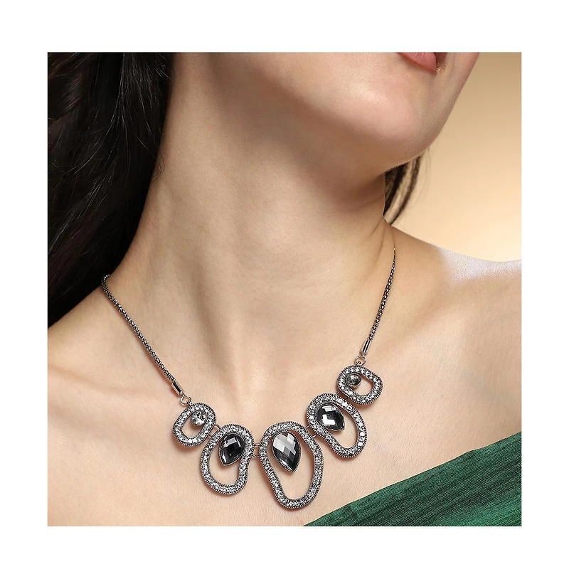 Sohi Women's The Teardrop-Halo Collar Necklace - Space Grey