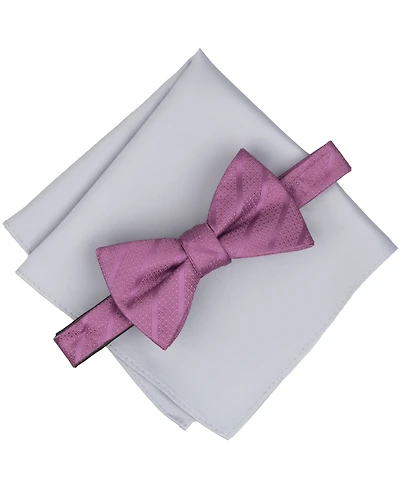 Alfani Men's Saxon Stripe Solid Bow Tie and Pocket Square 2-Piece Set, Macy's Exclusive
