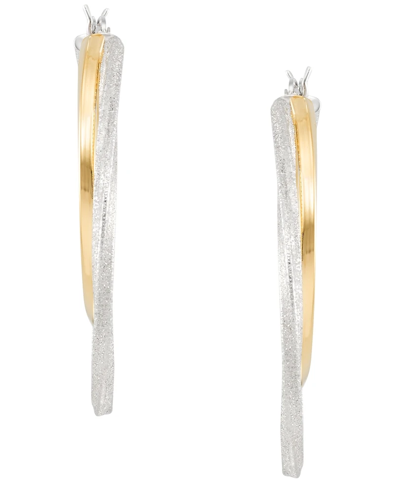 Macy's Two-Tone Twisted Double Hoop Earrings