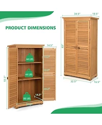 Sugift Outdoor Wooden Garden Tool Storage Cabinet