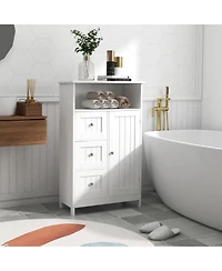 Casainc Bathroom standing storage cabinet with 3 drawers and 1 door-White
