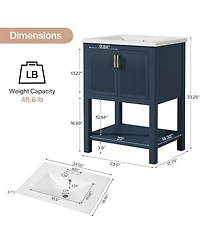 Tribesigns 24" Modern Bathroom Vanity with Sink,2 Doors and 1 Drawer, Freestanding Vanities Cabinet Combo
