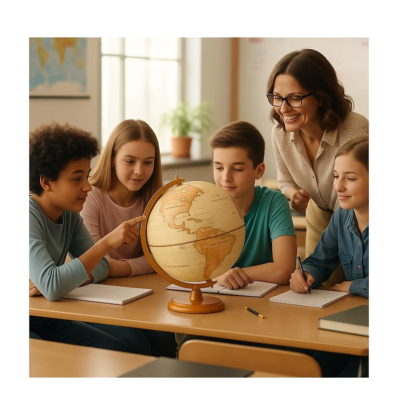 Hongge 12-Inch Illuminated Antique World Globe Lamp for Home or Office