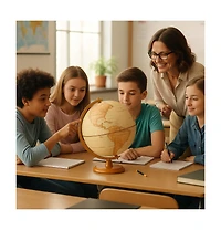 Hongge 12-Inch Illuminated Antique World Globe Lamp for Home or Office