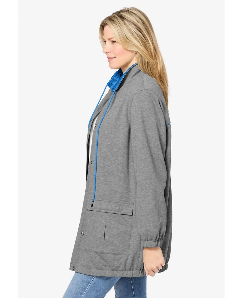 Woman Within Plus Fleece Nylon Reversible Jacket