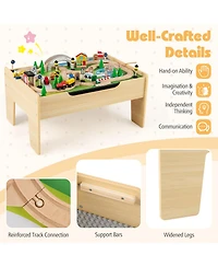 Hongge 78-Piece Wooden Railway Train Playset for Kids Ages 3 and Up