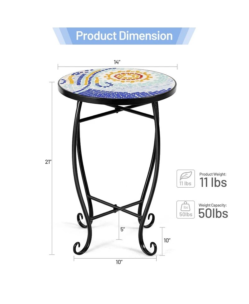 Sugift Outdoor Indoor Steel Accent Plant Stand Cobalt Table-Navy