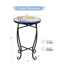 Sugift Outdoor Indoor Steel Accent Plant Stand Cobalt Table-Navy