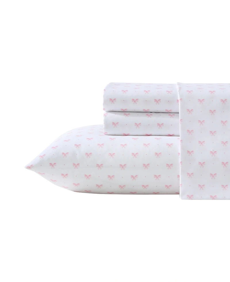 Laura Ashley Lovely Bows Microfiber 4-Pc. Sheet Set, Queen