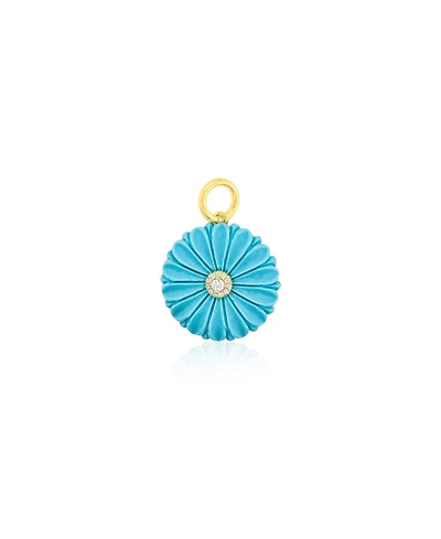 Etoielle Turquoise Flower Charm Gold Over Silver and Cz