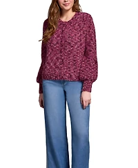 Tribal Women's Button-Front Crew Neck Cardigan Sweater