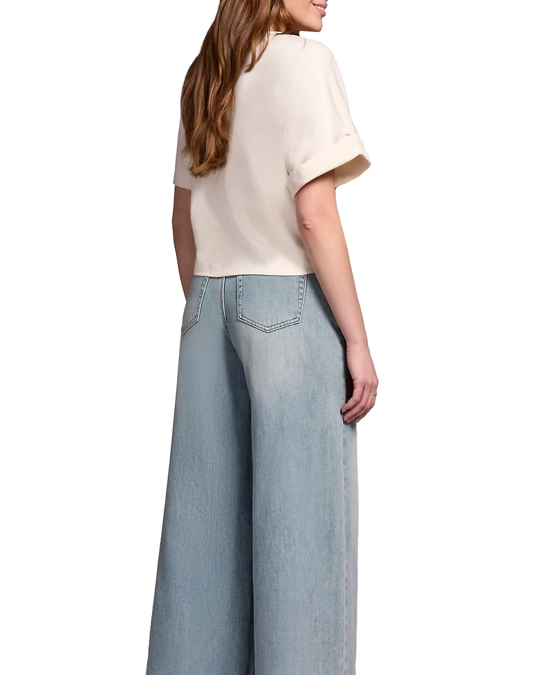 Tribal Women's Blue Thread Soft Touch Mercerized Cotton Crew Neck T-Shirt