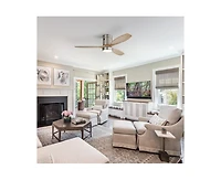 Sofucor 52-inch Modern Sand Nickel 3-Blade Flush Mount with Light and Remote Control