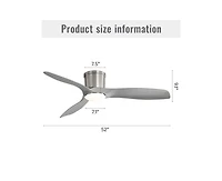 Sofucor 52-inch Modern Sand Nickel 3-Blade Flush Mount with Led Lights and Remote Control