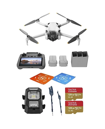 Dji Dji Mini 4 Pro Drone Fly More Combo with Dji Rc 2 (Screen Remote Controller) Folding Mini-Drone, 2 Extra Batteries, Bundle with Claw Lanyard,