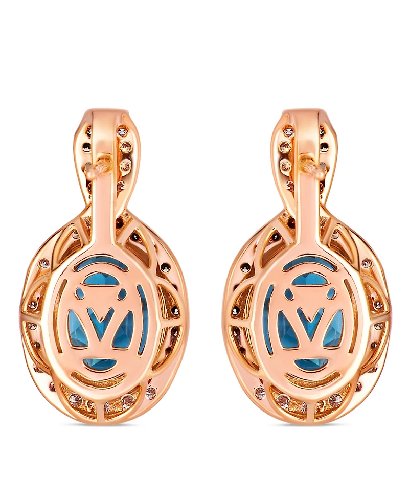 Le Vian London Blue Topaz (4 ct. t.w.), Nude Diamond (0.25 ct. t.w.), and Chocolate Diamond (0.19 ct. t.w.) Earrings in 14k Strawberry Gold